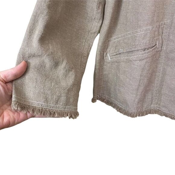 Chico's Design Linen Fringe Bottom Jacket Size 3 - Picture 4 of 7